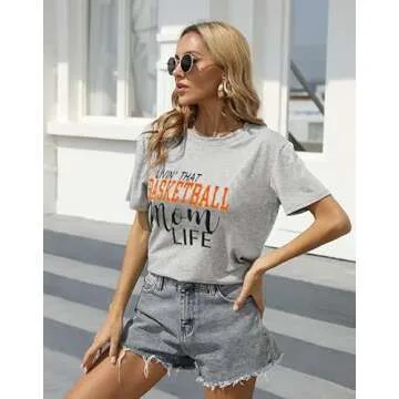 YUYUEYUE Casual Basketball Mom T-Shirt for Women