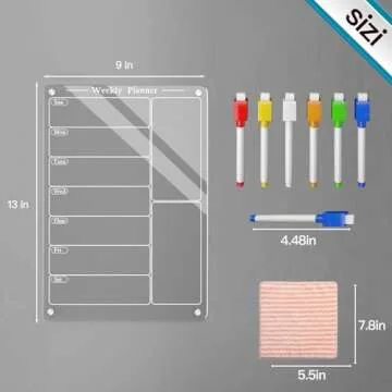 Acrylic Weekly Planner for Fridge with Markers - Todkoding