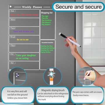 Acrylic Weekly Planner for Fridge with Markers - Todkoding