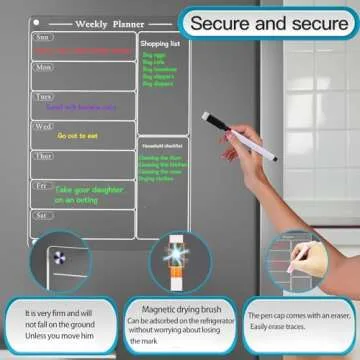 Acrylic Weekly Planner for Fridge with Markers - Todkoding