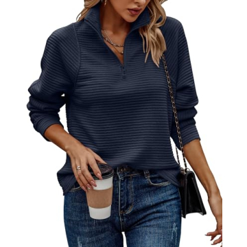 BTFBM Womens Fall Fashion Quarter Zip Sweatshirt