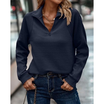 BTFBM Womens Fall Fashion Quarter Zip Sweatshirt