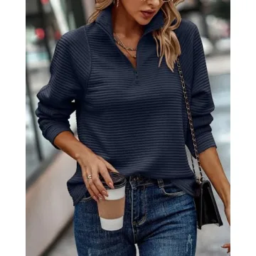 BTFBM Womens Fall Fashion Quarter Zip Sweatshirt