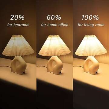 ArtCredit Pleated Ceramic Table Lamp for Bedroom - 3 Way Dimmable, with USB Port & 3W LED - Touch Control Modern Lamp with Ceramic Base and Pleated Lampshade, Perfect for Living Room & Home Decor