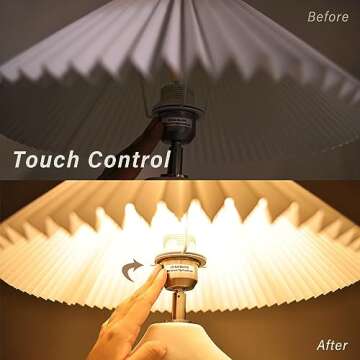 ArtCredit Pleated Ceramic Table Lamp for Bedroom - 3 Way Dimmable, with USB Port & 3W LED - Touch Control Modern Lamp with Ceramic Base and Pleated Lampshade, Perfect for Living Room & Home Decor