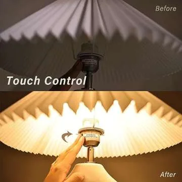 ArtCredit Pleated Ceramic Table Lamp for Bedroom - 3 Way Dimmable, with USB Port & 3W LED - Touch Control Modern Lamp with Ceramic Base and Pleated Lampshade, Perfect for Living Room & Home Decor