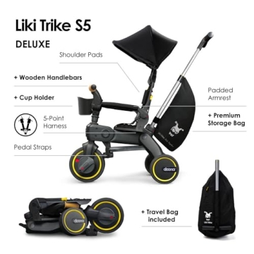 Doona Liki Trike S5 Nitro Black 5-in-1 Foldable Tricycle