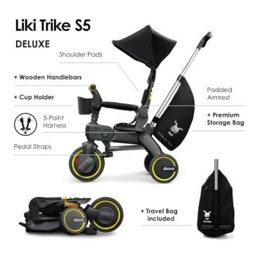 Doona Liki Trike S5 Nitro Black 5-in-1 Foldable Tricycle