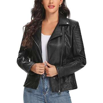 Stylish FIRST WAY Faux Leather Jacket for Women