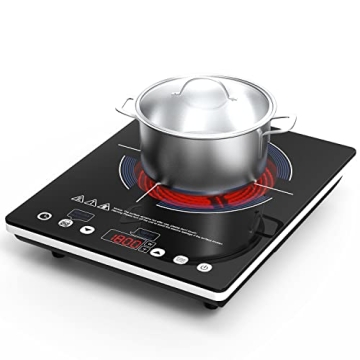 ANHANE Electric Cooktop - 1800W Infrared Single Burner with Safety Features