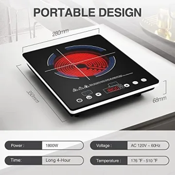 Innovative 1800W ANHANE Electric Cooktop for Any Cookware
