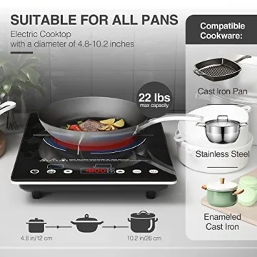 Innovative 1800W ANHANE Electric Cooktop for Any Cookware