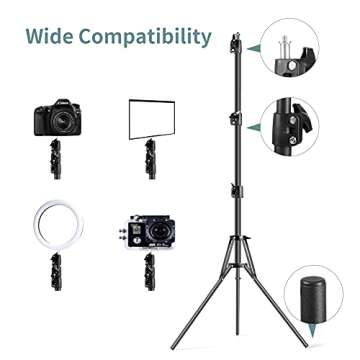 Abithid Cell Phone Tripod Stand, 80.7inch Tall Tripod for iPhone Adjustable Phone Video Stand for iPhone & Camera Live Video Recording Vlogging/Streaming/Photography