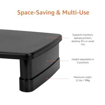 Adjustable Monitor Riser Stand with Storage for Ergonomics