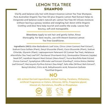 Desert Essence Lemon Tea Tree Shampoo - 8 Fl Ounce - Removes Excess Oil - Revitalizes Scalp - Strengthens & Protects Hair - Maca Root Extract - Soft, Smooth & More Manageable