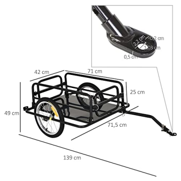 Aosom Wanderer Folding Bicycle Cargo Trailer Black