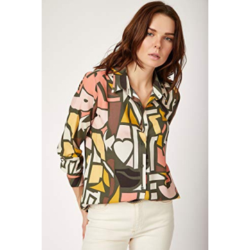 Blouses for Women Fashion, Casual Long Sleeve Button Down Shirts Tops, XS-3XL (Khaki Green, X-Large)