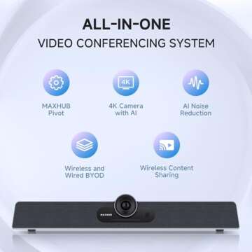 Enther&MAXHUB 4K Video Conference Camera,All-in-one Conference Room Camera System,Smart Video and Au...