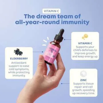 JoySpring Vitamin C and Zinc for Kids, Elderberry Liquid Supplement | Alcohol-Free Toddler Vitamin C...