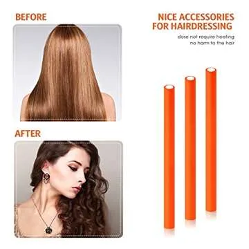 Syhood 30 Pieces Flexible Curling Rods, Soft Foam No Heat Hair Rollers and 1 Steel Pintail Comb for Women Girls Long and Short Hair, Orange
