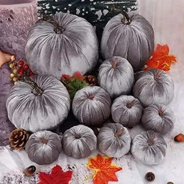 Gresorth 12pcs Large Velvet Pumpkins for Fall Decor
