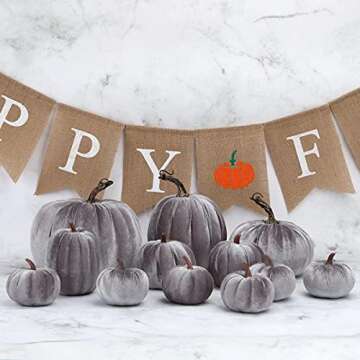 Gresorth 12pcs Large Velvet Pumpkins for Fall Decor
