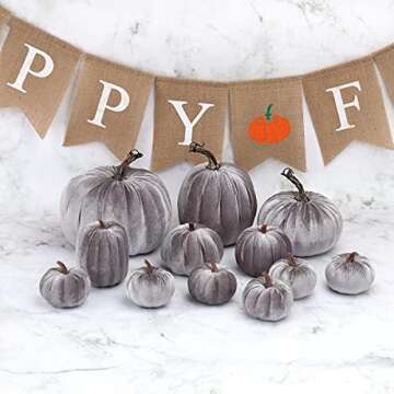 Gresorth 12pcs Large Velvet Pumpkins for Fall Decor