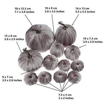 Gresorth 12pcs Large Velvet Pumpkins for Fall Decor