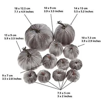 Gresorth 12pcs Large Velvet Pumpkins for Fall Decor