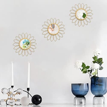 Gold Sunburst Wall Mirrors Set of 3 Elegant Home Decor