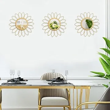 Gold Sunburst Wall Mirrors Set of 3 Elegant Home Decor