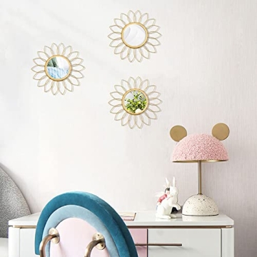 Gold Sunburst Wall Mirrors Set of 3 Elegant Home Decor