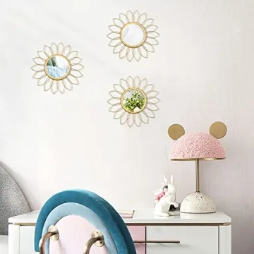 Gold Sunburst Wall Mirrors Set of 3 Elegant Home Decor