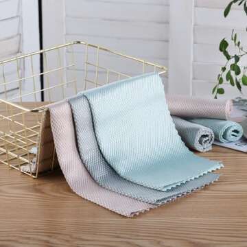 KTT Fish Scale Microfiber Nanoscale Cleaning Cloths - 6 Pack, Multi-Purpose and Eco-Friendly