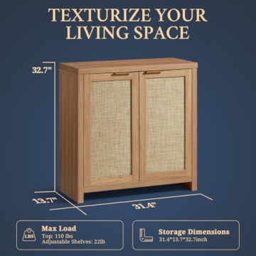 Stylish OAKHAM HOME Rattan Storage Sideboard Cabinet