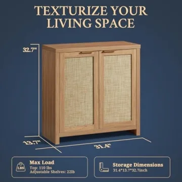 Stylish OAKHAM HOME Rattan Storage Sideboard Cabinet