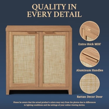 Stylish OAKHAM HOME Rattan Storage Sideboard Cabinet