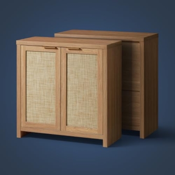 Stylish OAKHAM HOME Rattan Storage Sideboard Cabinet