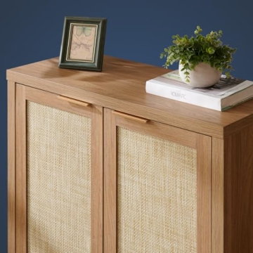 Stylish OAKHAM HOME Rattan Storage Sideboard Cabinet