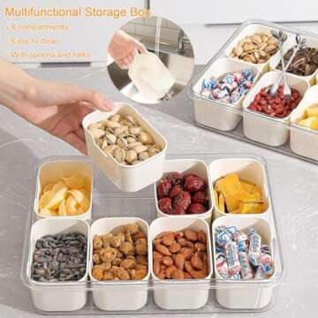 SanerCraft Snack Box Container, Divided ServingTray with lid and Handle, Snackle Box Charcuterie Container Adults Fruit Tray for Beach, Picnics, Camping