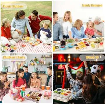 SanerCraft Snack Box Container, Divided ServingTray with lid and Handle, Snackle Box Charcuterie Container Adults Fruit Tray for Beach, Picnics, Camping