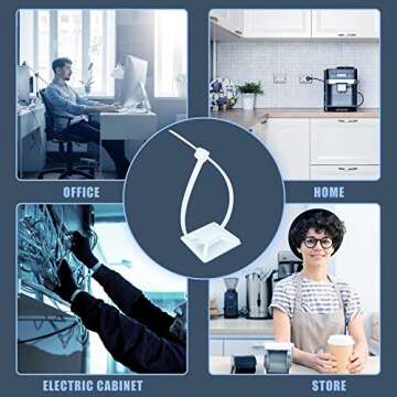 HUASAI Cable Management Set - 100 Zip Tie Mounts Pack