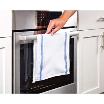 Aunti Em's Kitchen Dish Towels Set (13 Pack) for Kitchen Decor Super Absorbent 100% Natural Cotton Zero-Lint - 25.5 x 15.5 Inch (13-Pack Red, Green & Blue Stripes)