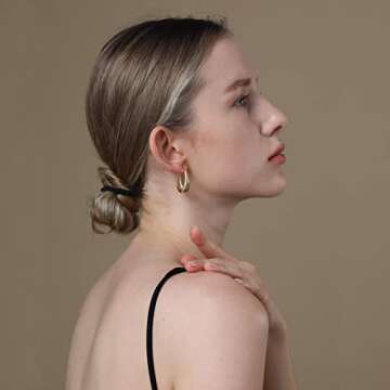 Apsvo Chunky Gold Hoop Earrings for Women, Thick Lightweight Gold Huggies Earrings for Women, Dainty Earrings Hypoallergenic Fashion Trendy Jewelry (Gold)