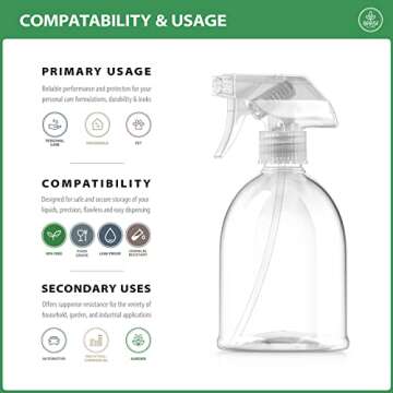 Bar5F Fine Mist Spray Bottle 16-Ounce Essential Oils, Gardening, Mild Cleaning Solutions, Pets, Plants, Cooking, Water Spray Bottle, Salon Hair Misting (1)