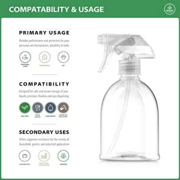 Bar5F Fine Mist Spray Bottle 16-Ounce Essential Oils, Gardening, Mild Cleaning Solutions, Pets, Plants, Cooking, Water Spray Bottle, Salon Hair Misting (1)