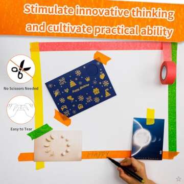 DEWEL Colored Masking Tape 1 Inch,6 Rolls 22 Yard Rainbow Color Teacher Tape for Classroom Supplies Decoration, Painter Paper Tape Washi Tape Art Craft Tape for Kid, Arts & Crafts