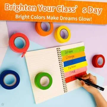 DEWEL Colored Masking Tape 1 Inch,6 Rolls 22 Yard Rainbow Color Teacher Tape for Classroom Supplies Decoration, Painter Paper Tape Washi Tape Art Craft Tape for Kid, Arts & Crafts