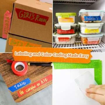 DEWEL Colored Masking Tape 1 Inch,6 Rolls 22 Yard Rainbow Color Teacher Tape for Classroom Supplies Decoration, Painter Paper Tape Washi Tape Art Craft Tape for Kid, Arts & Crafts