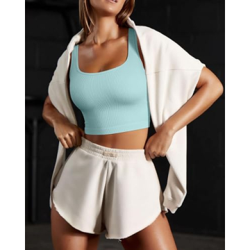 OQQ Women's Summer 3 Pack Ribbed Tank Tops